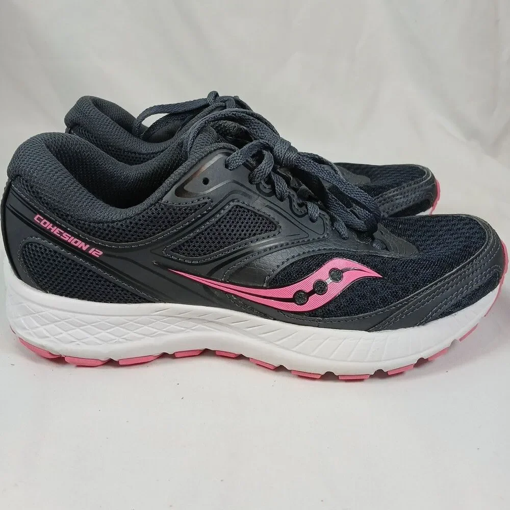 Saucony Cohesion 12 Women’s Running Shoes Size 7.5 Black/Pink, Lightweight